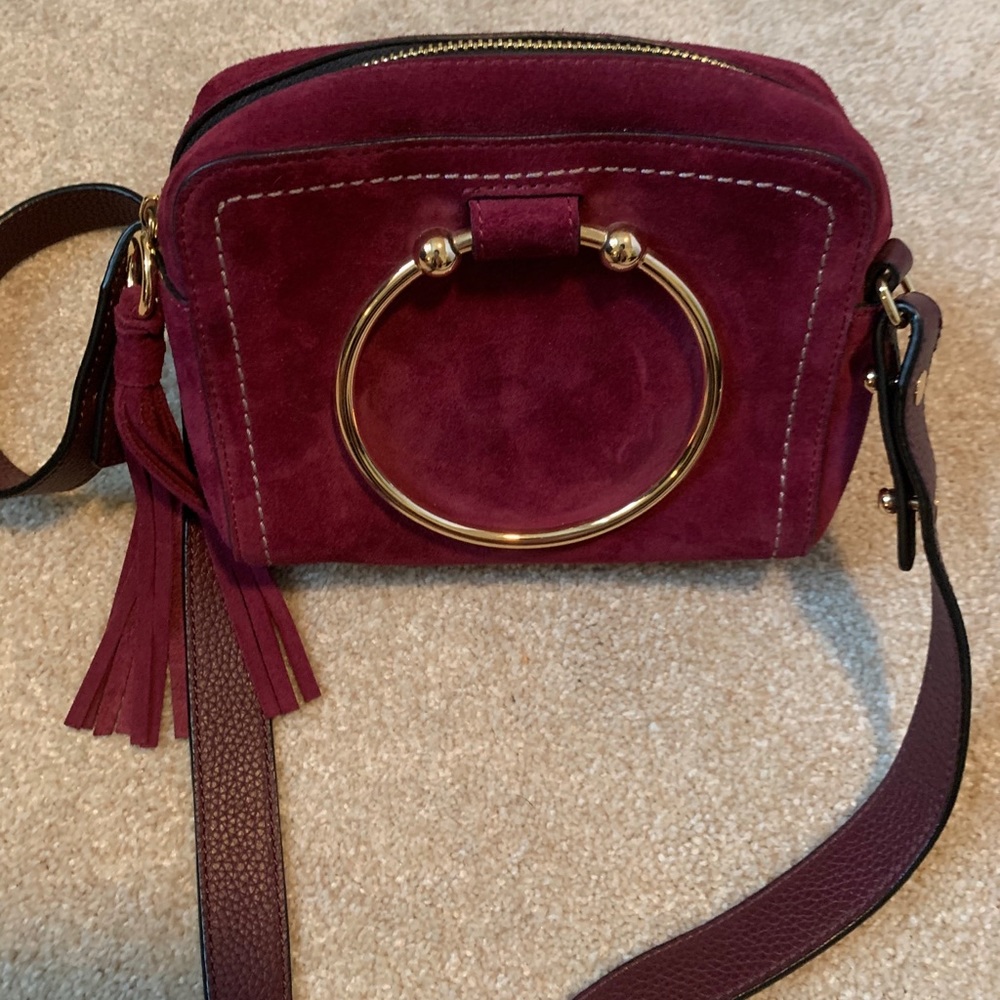 Milly suede Crossbody Camera Purse- Dark Plum